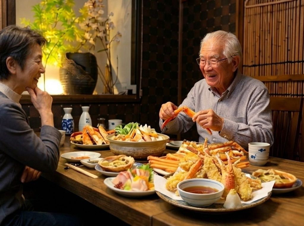 テーブル席でお食事を楽しむご夫婦